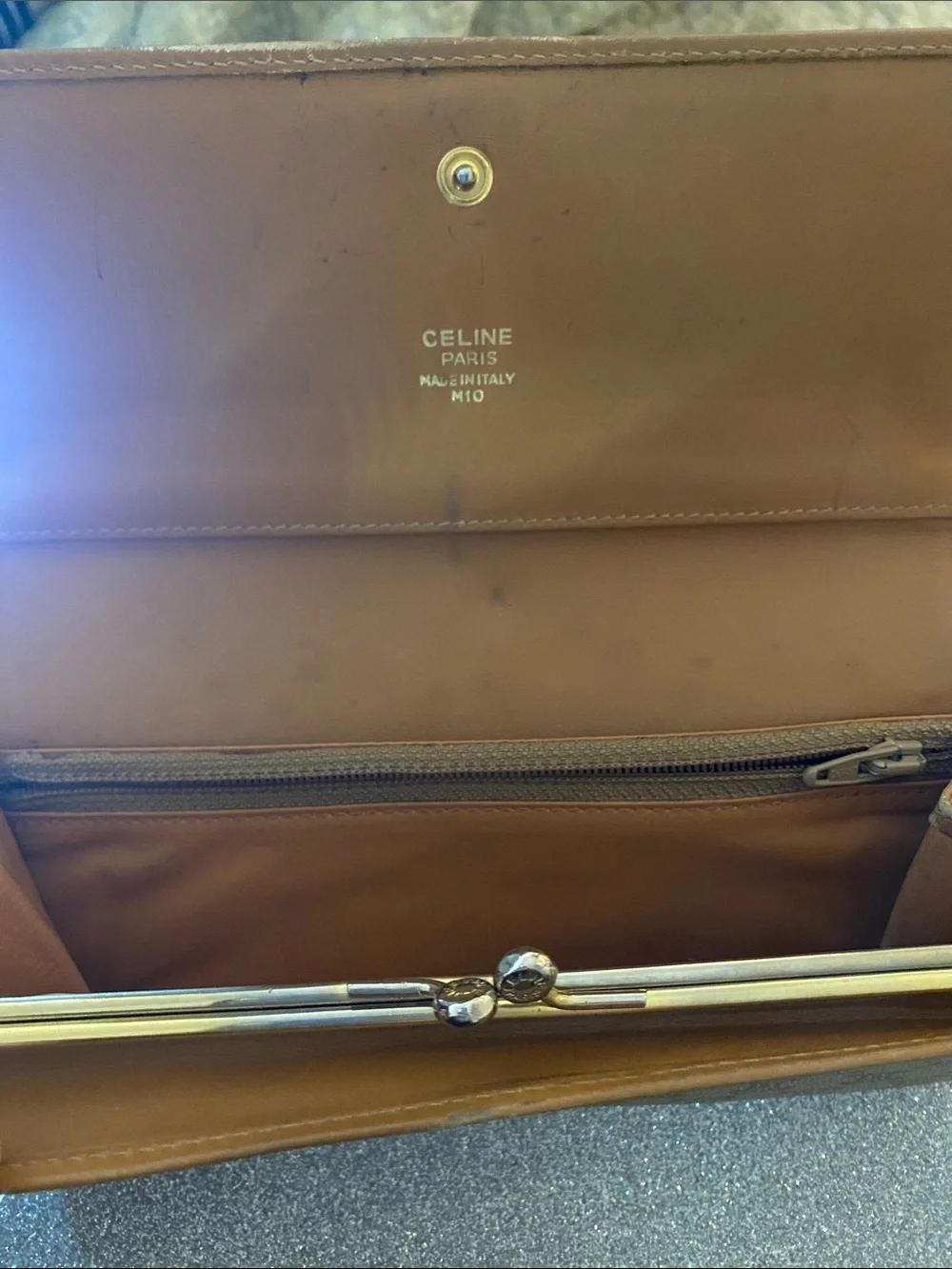 Celine Triomphe Macadam Vintage Wallet Long Snap Kisslock